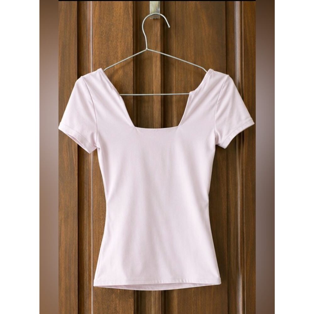 Aritzia Contour Square Neck Top Pink | Size Small - Picture 4 of 5